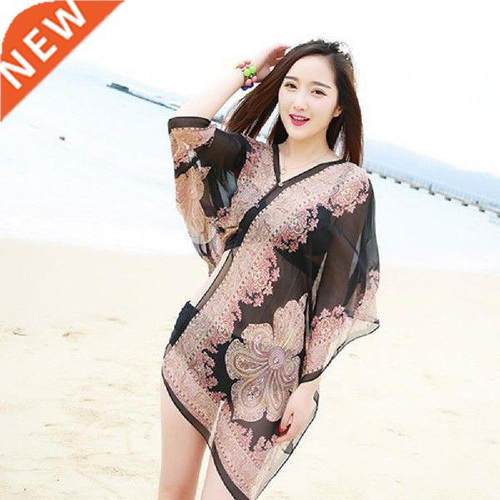 Plus Size Woen Suer Beach Bikini Cover Up Loose Chiffon