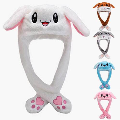 Fashion Cute Animal Gift Rabbit Ear Hat Plush Moving Rabbit