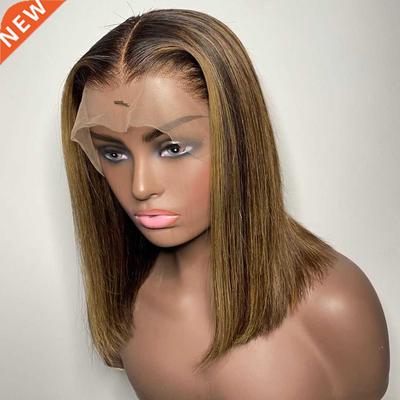 Highlight Wig Human Hair Bob Wigs Straight T Part Lace Front