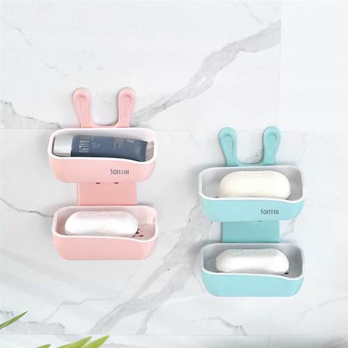 Soap Boxes Household Double-Layer Soap Dish Wall-Mounted