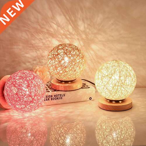 Modern Led Table Lamp USB Sid Wood Rattan Ball Decoration