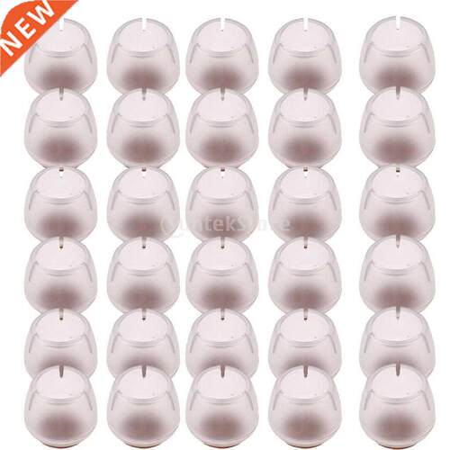 30x Round Leg 17-21mm Anti-Slip Clear Rubber Chair Leg Floor