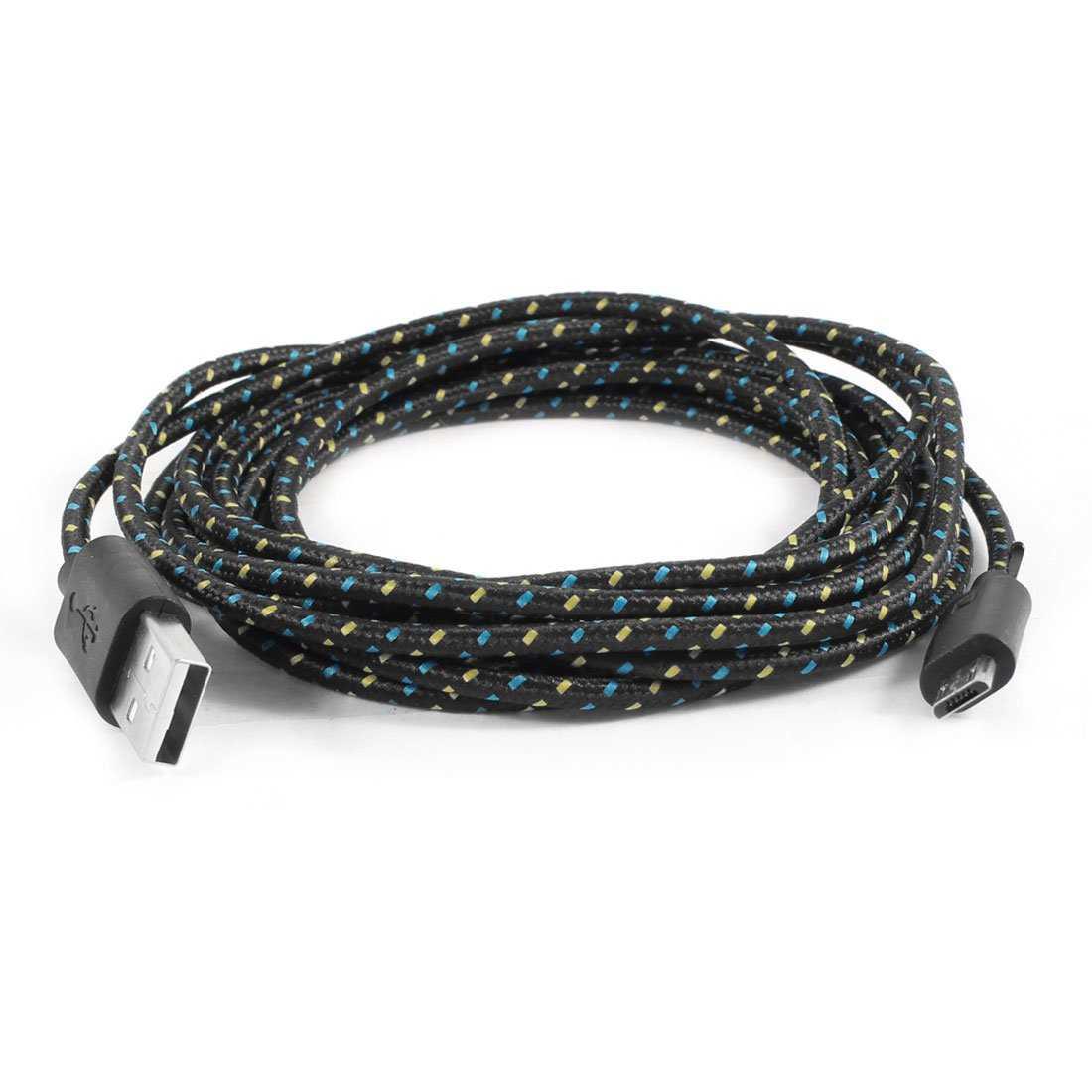 Black Micro USB 5 Pin Data Charger Cable Cord 3 Meter