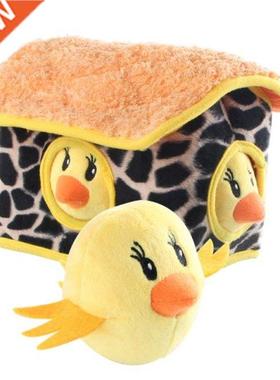 Pet Toy Plush Chicken Shape Hide Seek Puzzle Interactive Dog