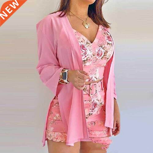 WEPBEL Long Sleeve Cardigan Camis Shorts Pants Sets 3 Piece