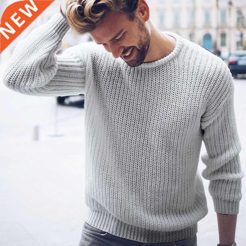 Men Sweater Autumn Winter Men's Pullover 2021 Solid Color Kn