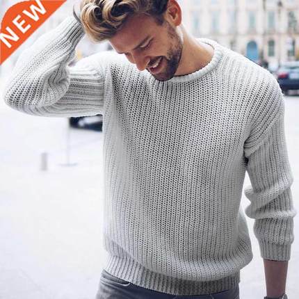 Men Sweater Autumn Winter Men's Pullover 2021 Solid Color Kn