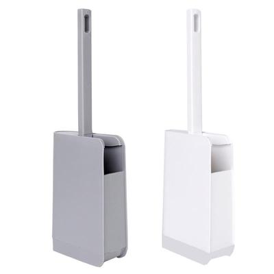 Plastic Toilet Brush with Holder Set Long Handle Curved Corn