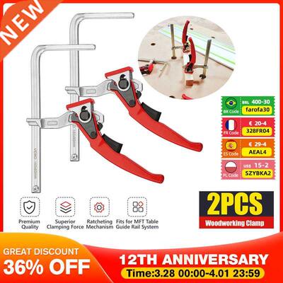VEIKO 2PCS Quick Guide Rail Clamp Carpenter F Clamp Quick Cl
