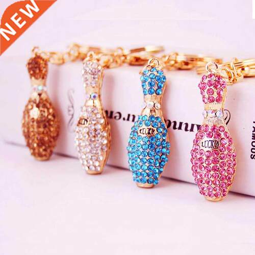 Rhinestone Bowling Shape Keychain Bowling Bottle Keychain 20