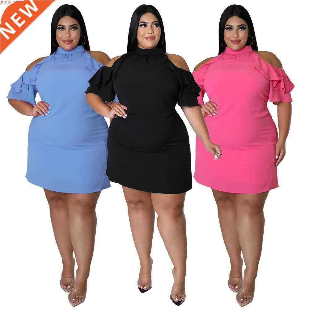 L-4xl Large flounces sexy fat MM dress大码胖MM夏天连衣裙