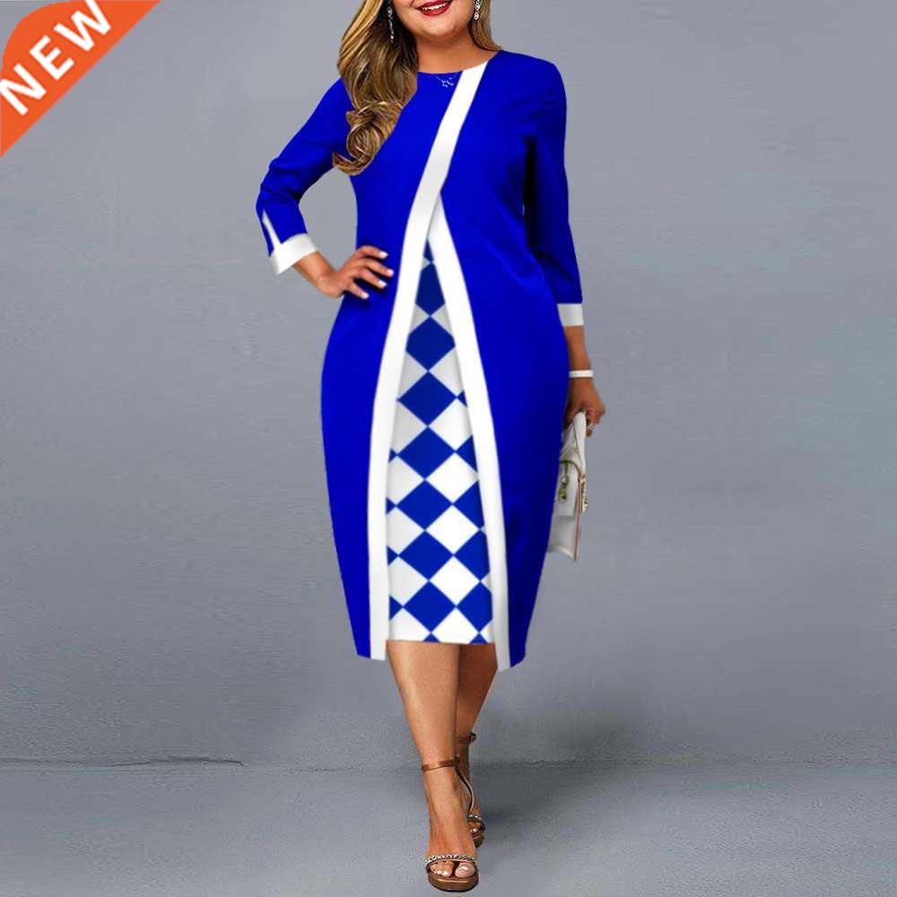 XL-5XL full-size ladies printed hip wrap dress大码印花包臀裙