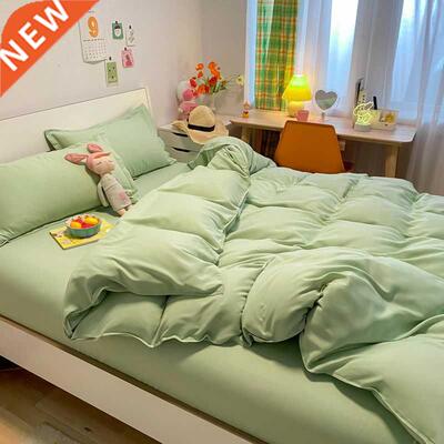 Solid Bedding Set Soft Flat Sheets Duvet Quilt Cover Pillowc