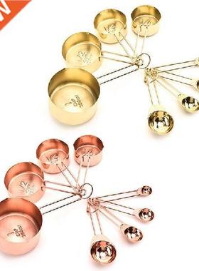 8 Buah Gelas Ukur Nordic Baja Tahan Karat Set Sendok Kopi