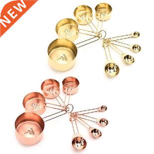 8 Buah Gelas Ukur Nordic Baja Tahan Karat Set Sendok Kopi