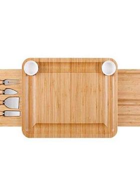 Natural Bamboo Cheese Board And Knife Set With Cheese Tools