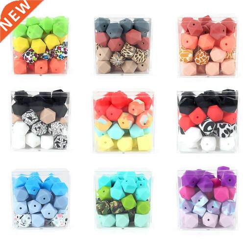 20pcs Hexagon Silicone Beads 14mm  Pacifier Clip Necklace