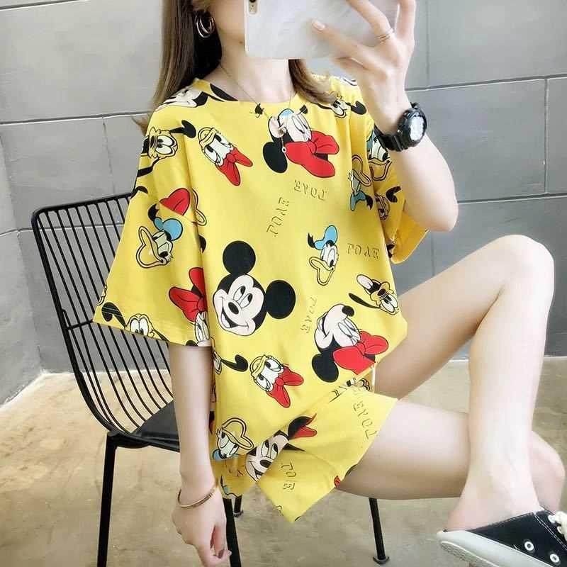 Summer Cotton Pajamas Women	s Short Sleeve Tshirts Sh图片