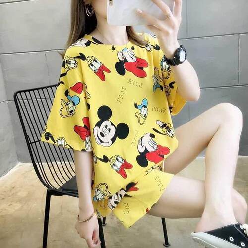Summer Cotton Pajamas Women	s Short Sleeve Tshirts Sh