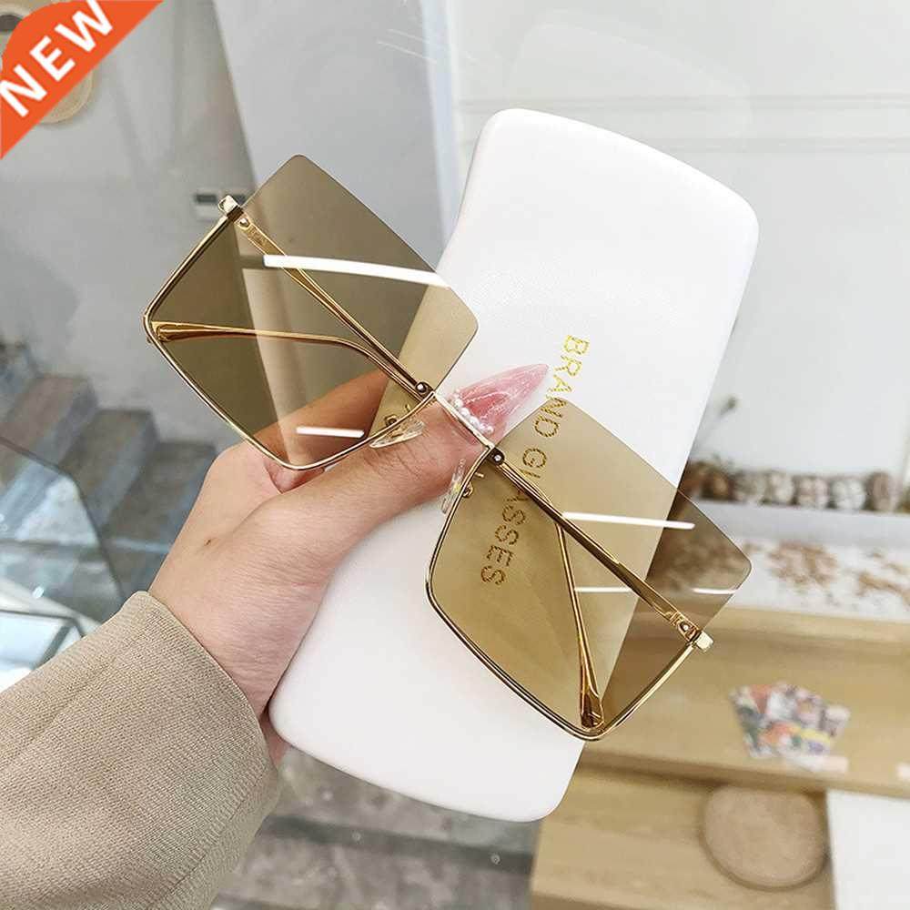 2022 New Fashion Lady Oversize Half Frame Metal Square Sungl