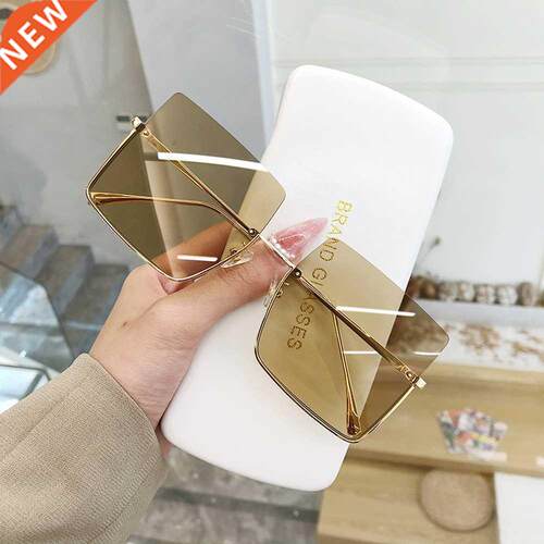 2022 New Fashion Lady Oversize Half Frame Metal Square Sungl