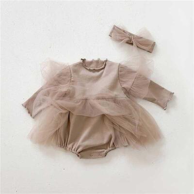 Baby Romper With Headband Infant Girls Jumpsuits Spring Autu