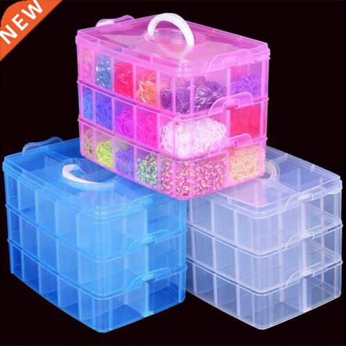 Layers 18 Compartments Clear Storage Box Container Jewelry