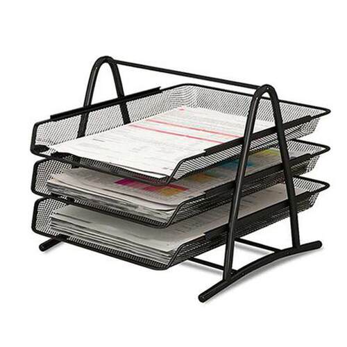 3 Tiers Metal Mesh File Organizer Document Desktop Paper