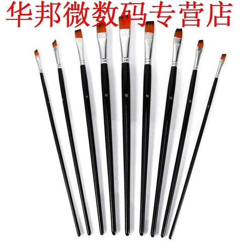 9Pcs Nylon Oblique Flat Tipped Paint Brushes Set Inclined Pl