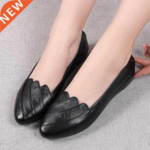Large Sze 35-43 Lades Genune Leather Flats Women Sprng S