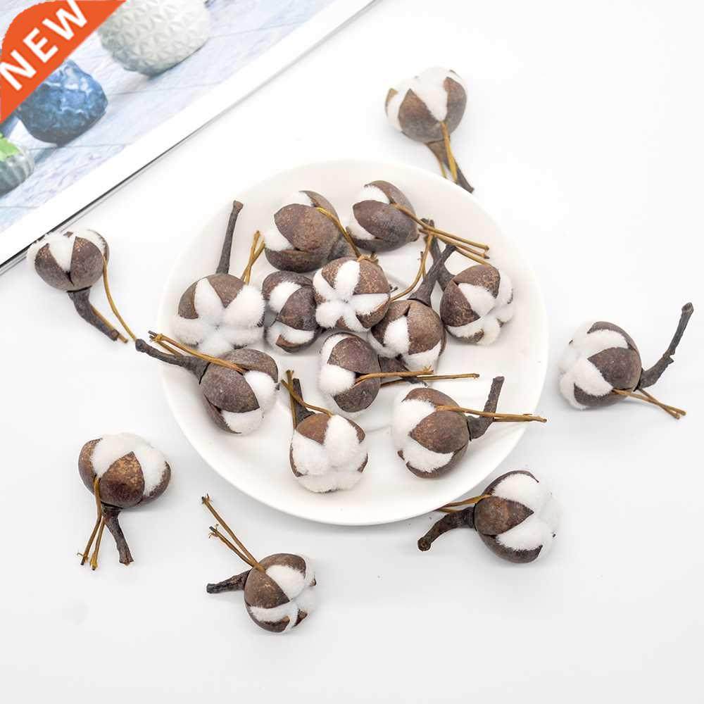 12pcs artificial kapok head natural dried flower cotton swab