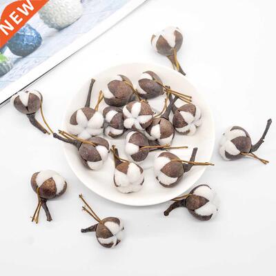 12Pcs Artificial Kapok Head Natural Dried Flower Cotton Swab