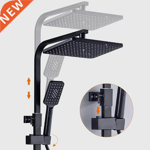 Black Thermostatic Digital Display Shower Faucet Rain Shower