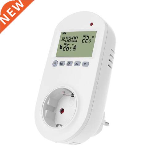 1PC Programmable Plug n Thermostat EU Socket 16A Electrc