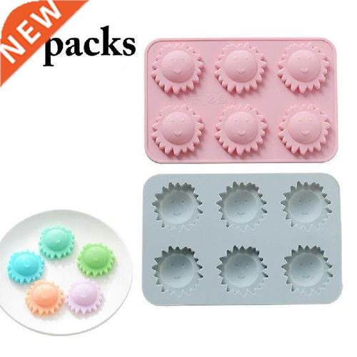 2PCS Cookie Mold 6 Cavity Sun Shape Silicone Cake Molds