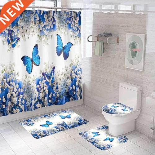 Butterfly Bathroom Shower Curtain And Rug Sets Beautiful
