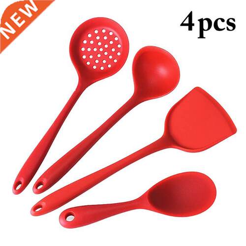 4pcs Kitchen Silicone Non-stick Cooking Spoon Spatula Ladle