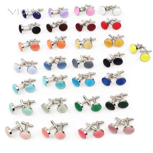 Colorful Hot Green Peach Pink Cufflinks Wedding Metal Classi