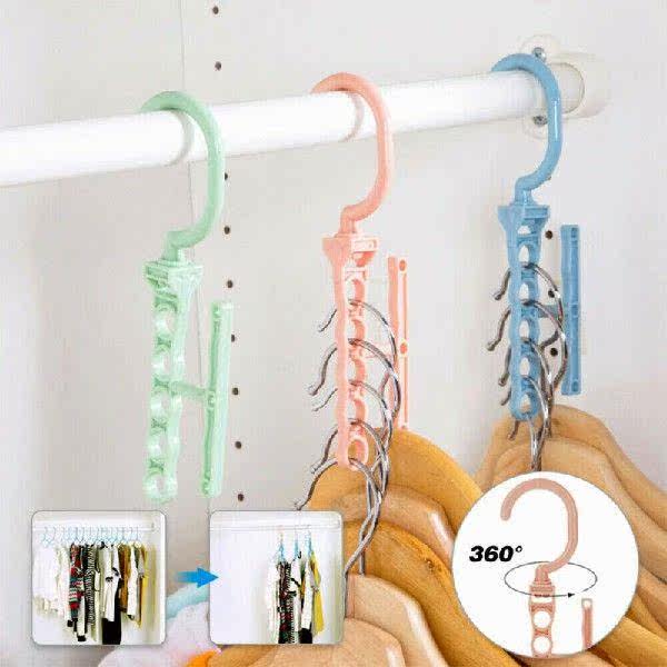 2PCS 5 Holes Clothes Hangers Storage Rack Practical Closet