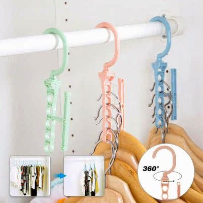 2PCS 5 Holes Clothes Hangers Storage Rack Practical Closet