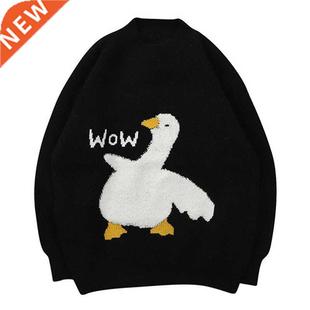 Sweater Cartoo Oversize Duck Harajuku Winter Men Knitted Wow