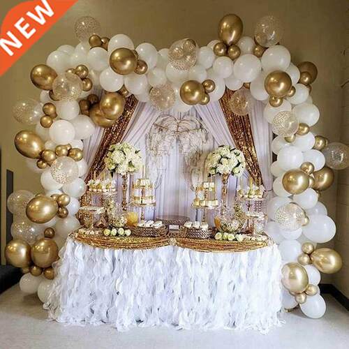 White and Chrome Gold Balloon Garland Arch Kit Wedding Birth