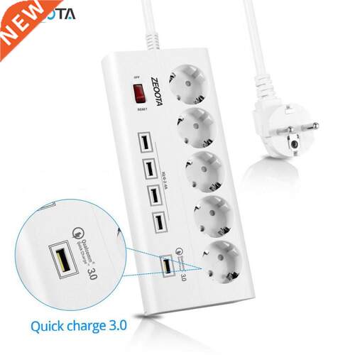 Power Strip 5 E Outlets Socket with SB QC 3.0 Quick Charge
