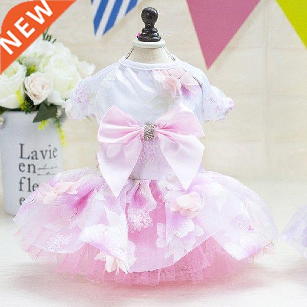 Pet Dog Flower Fairy Princess Dress Flower Bow Gauze Skirt