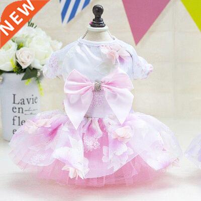 Pet Dog Flower Fairy Princess Dress Flower Bow Gauze Skirt