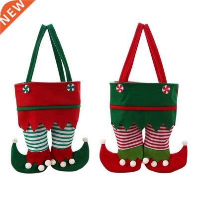 Christmas Elf Candy Bags Velvet Stripe Handbag Santa Claus P