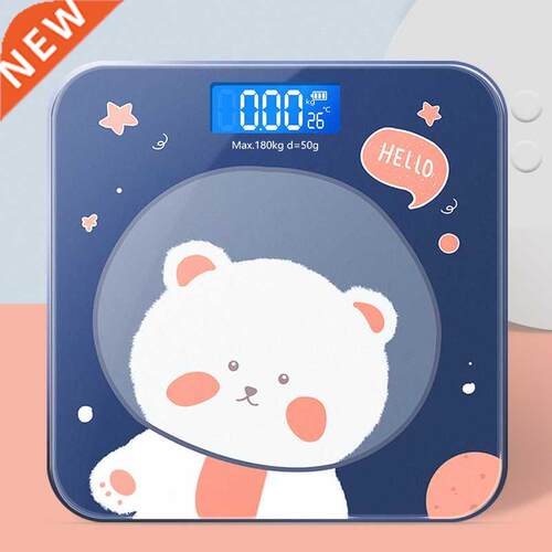 Cartoon Bear Weight Scale LCD Display Glass Smart Bathroom S