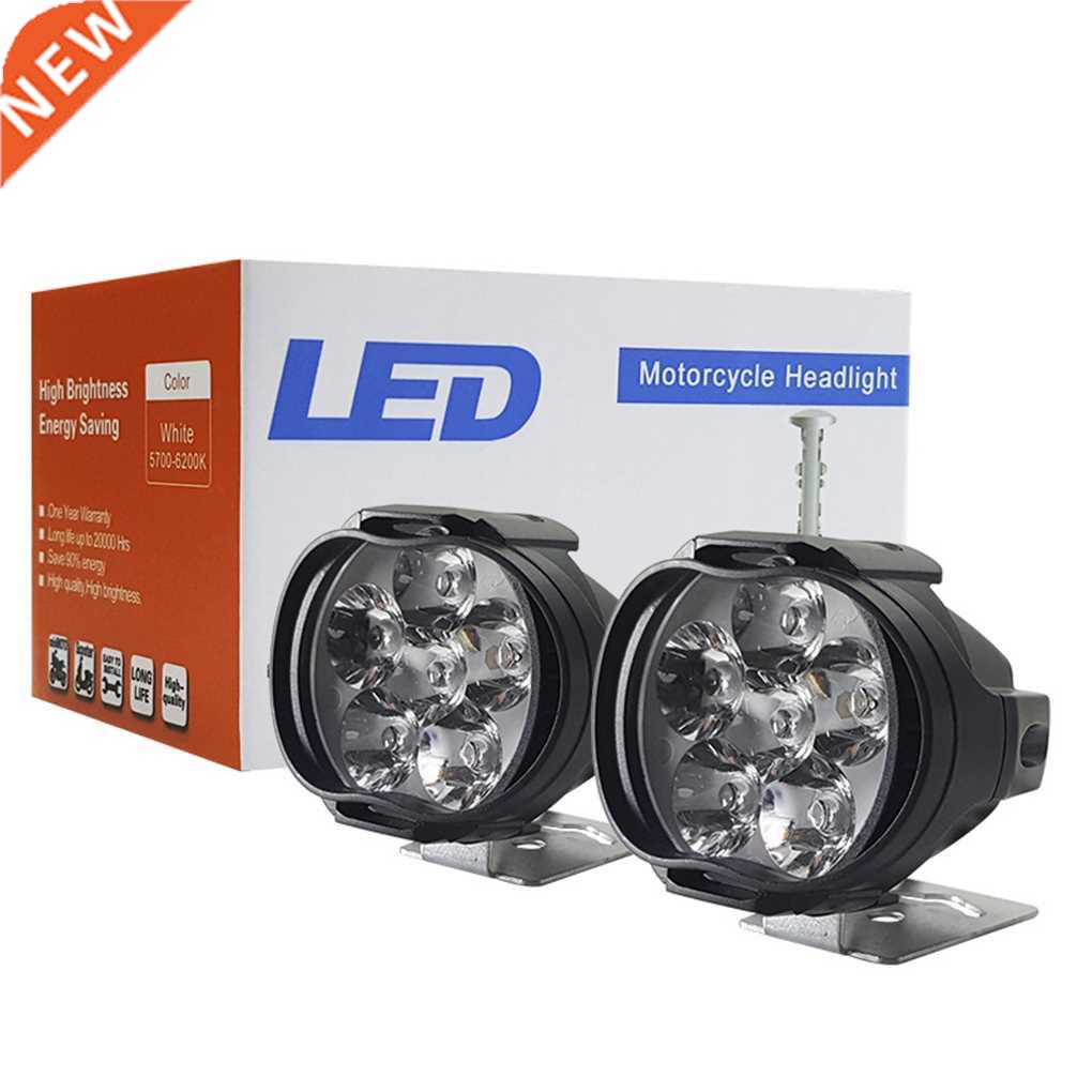 2Pcs Motorcycles Headlight 6500k White Super Bright 6 LED Wo