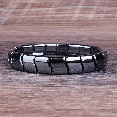 Classical Wave Hematite Energy Bracelets Men Nature High Pol
