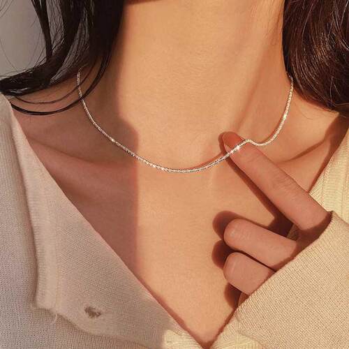 2021 Popular Silver Colour Sparkling Clavicle Chain Choker N